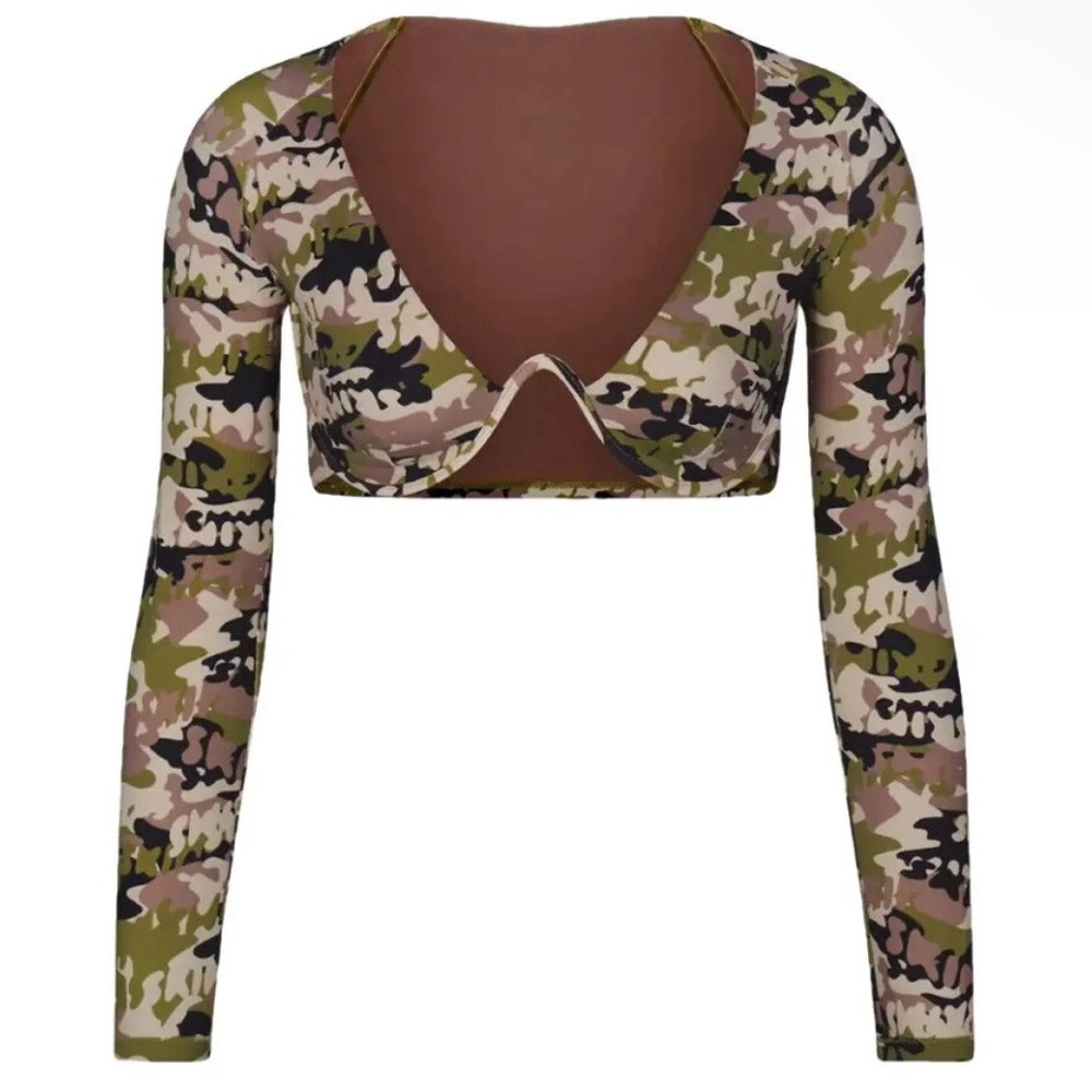 NWT Skims Recycled Long Sleeve Underwire Top Logo Camo TP-LSL-2790 Size 3X